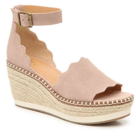 Crown Vintage Shoes - Crown Vintage Daffodil Suede Wedge Sandals